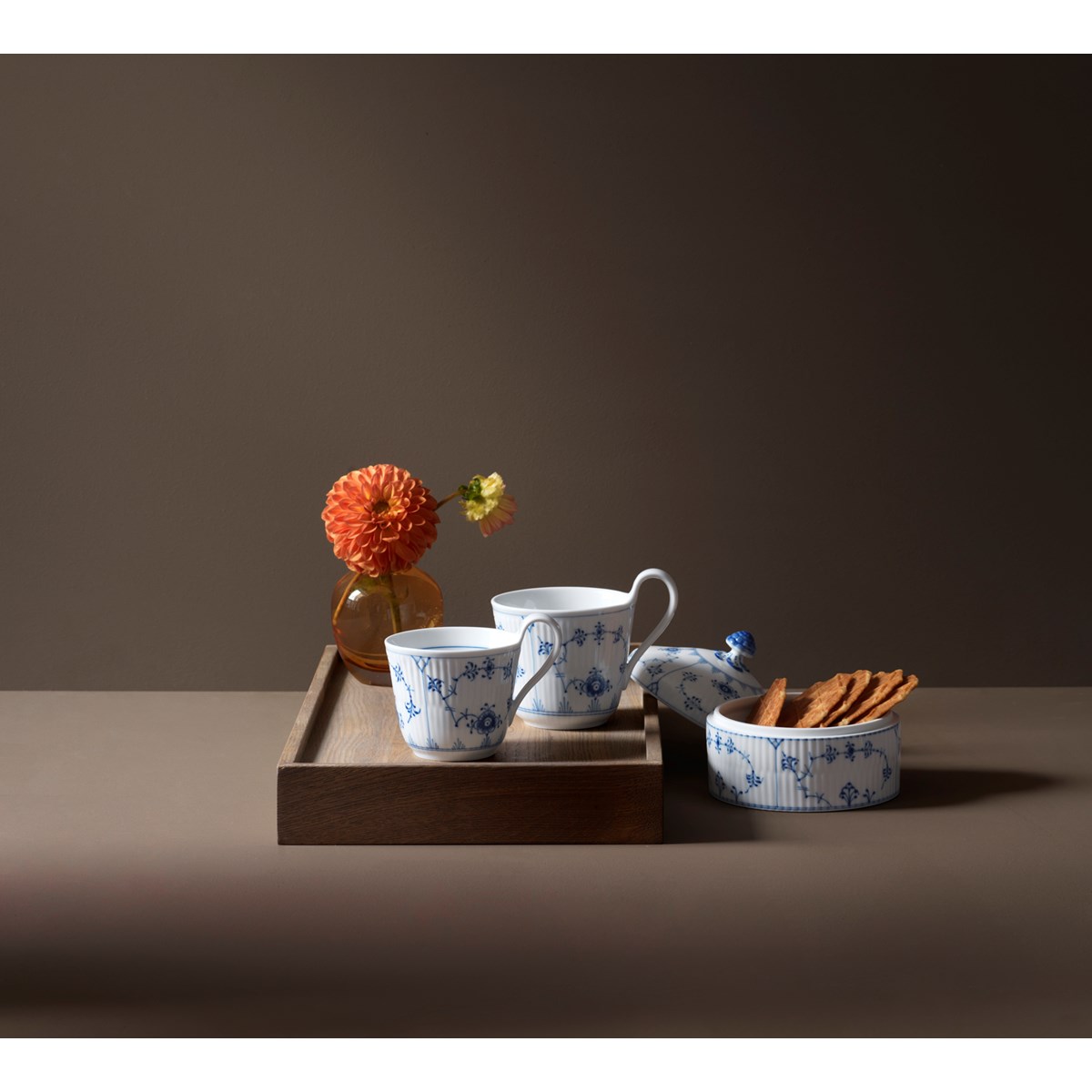 Royal Copenhagen Musselmalt Riflet flat tallerken 19 cm